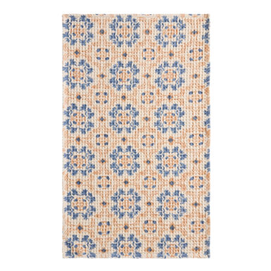 Rhea Blue and Copper Block Print Waffle Weave Hand Towel Rhea Blue and Copper Block Print Waffle Weave Hand Towel