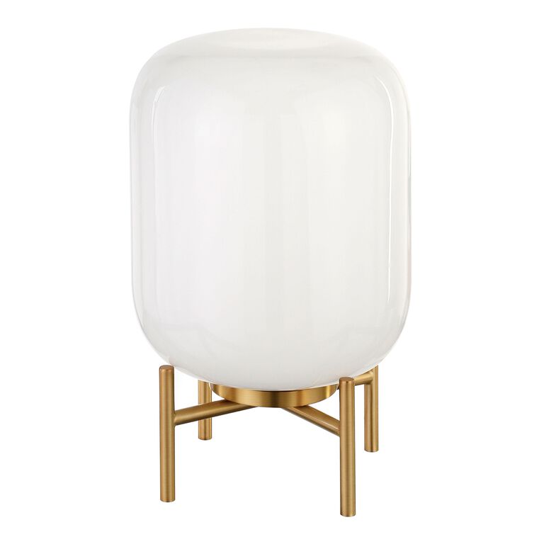 Kari White Glass Cylinder and Brass Accent Lamp image number 1