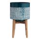 Dark Turquoise Ceramic Planter with Wood Stand image number 0