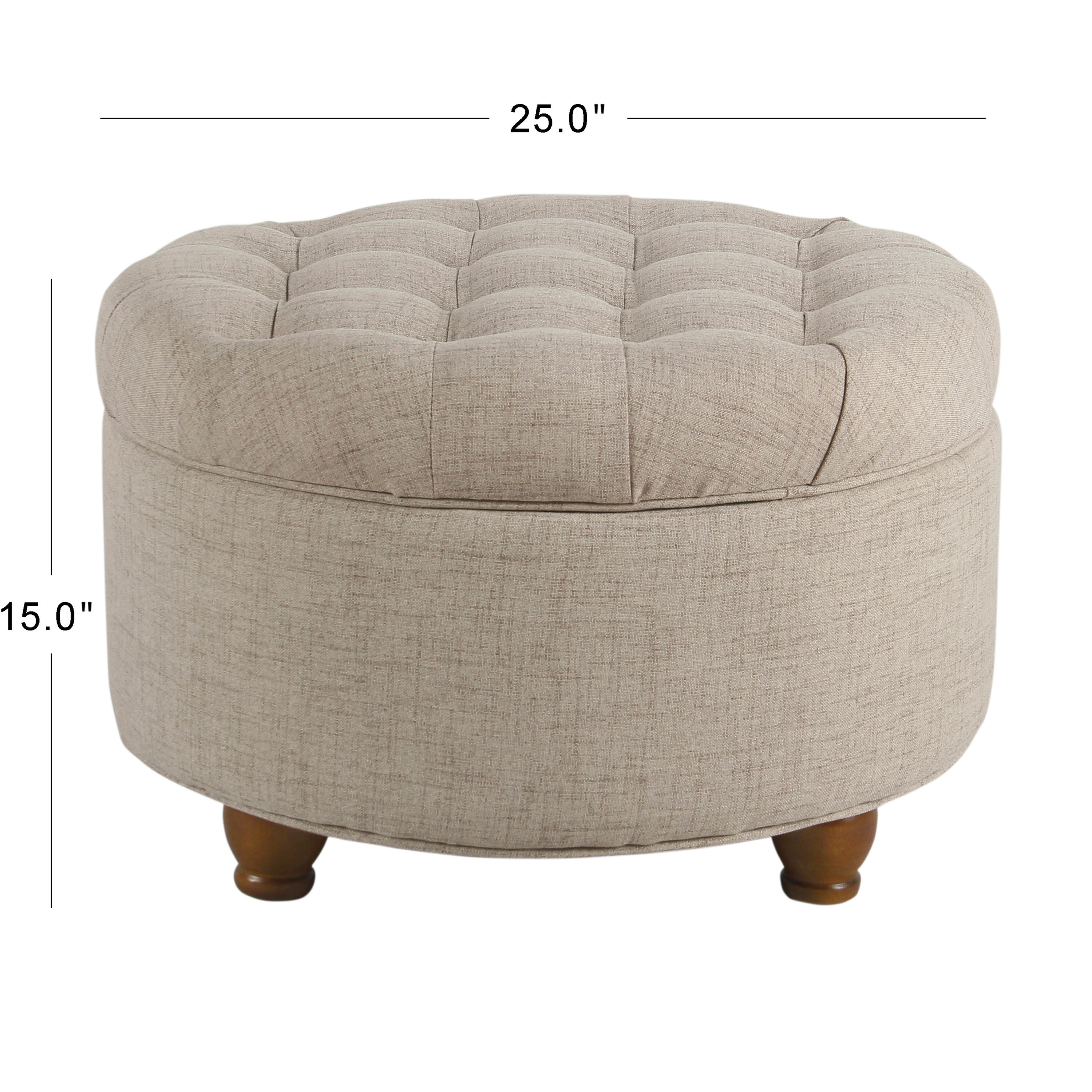 Hill Round Linen Tufted Upholstered Storage Ottoman image number 5
