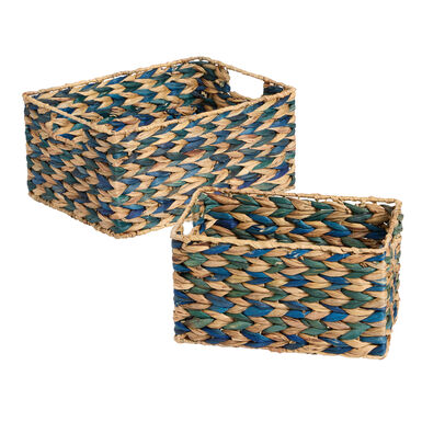 Green and Blue Natural Fiber Arrow Utility Basket Green and Blue Natural Fiber Arrow Utility Basket
