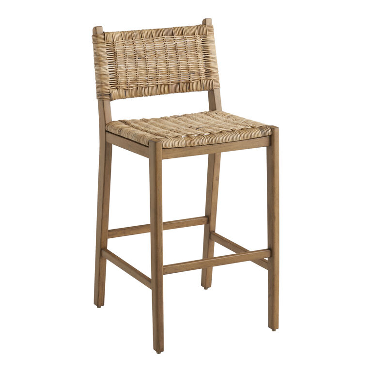 Amolea Wood and Rattan Barstool image number 1