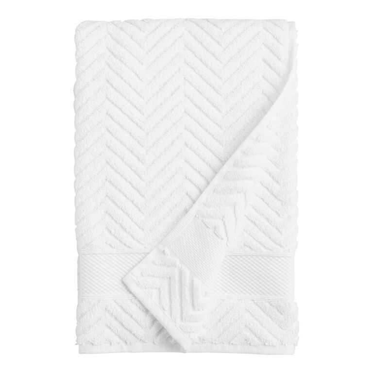 White Waffle Weave Cotton Bath Towel - World Market