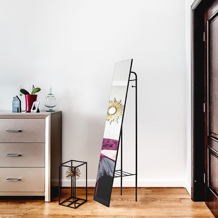 Tully Black Standing Full Length Mirror with Storage by World Market