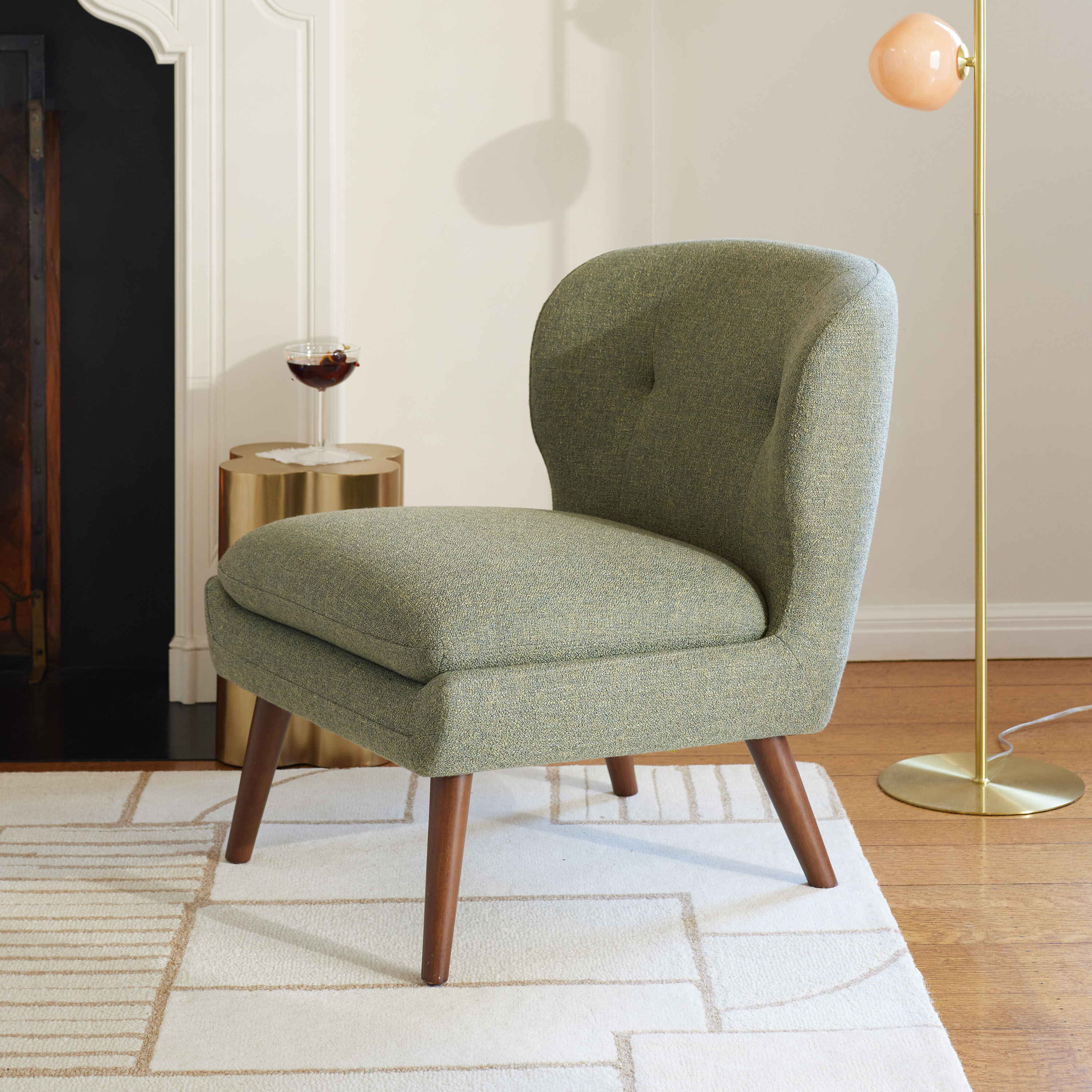 Floria Moss Green Mid Century Upholstered Chair World Market