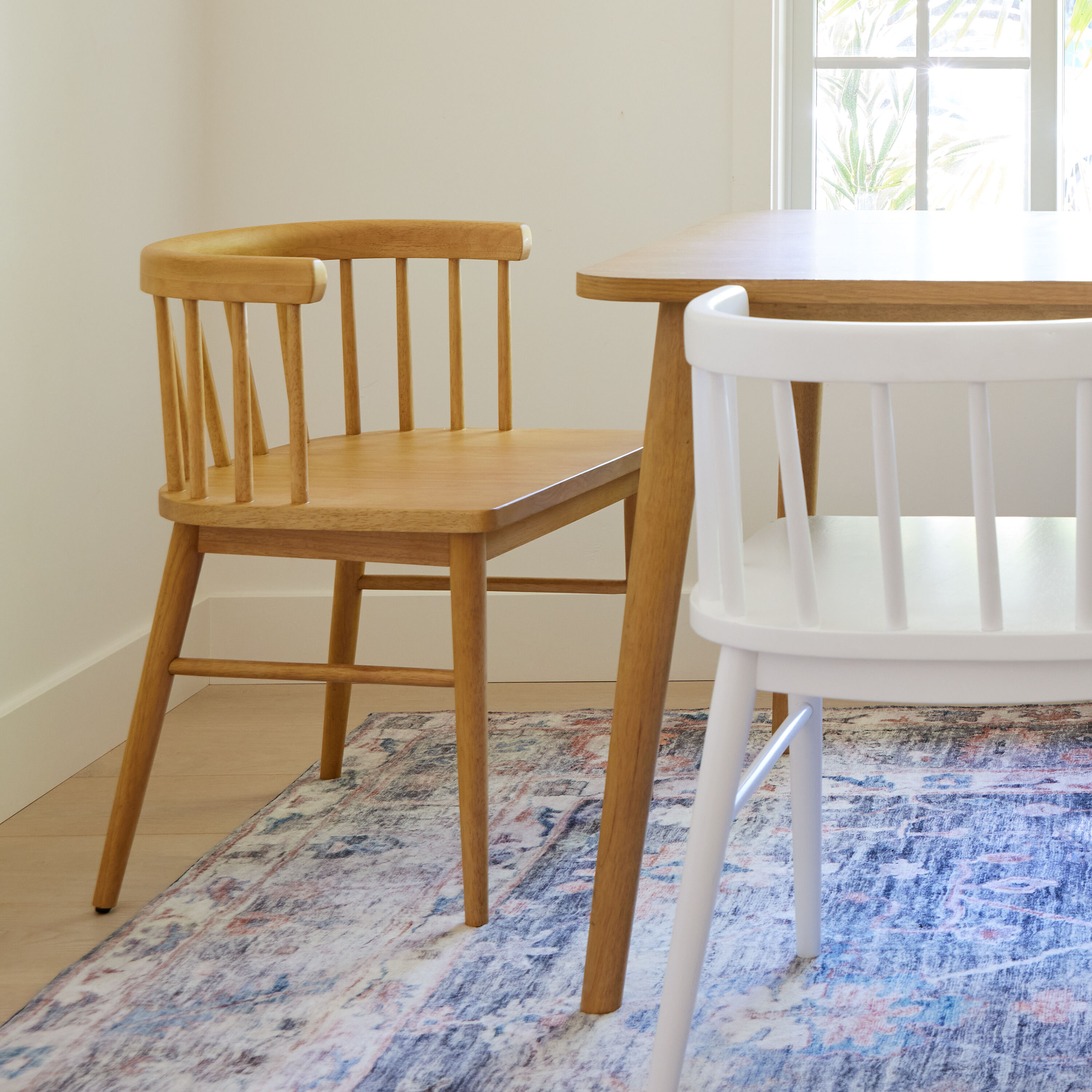 Maddsen Wood Curved Farmhouse Dining Chair Set of 2