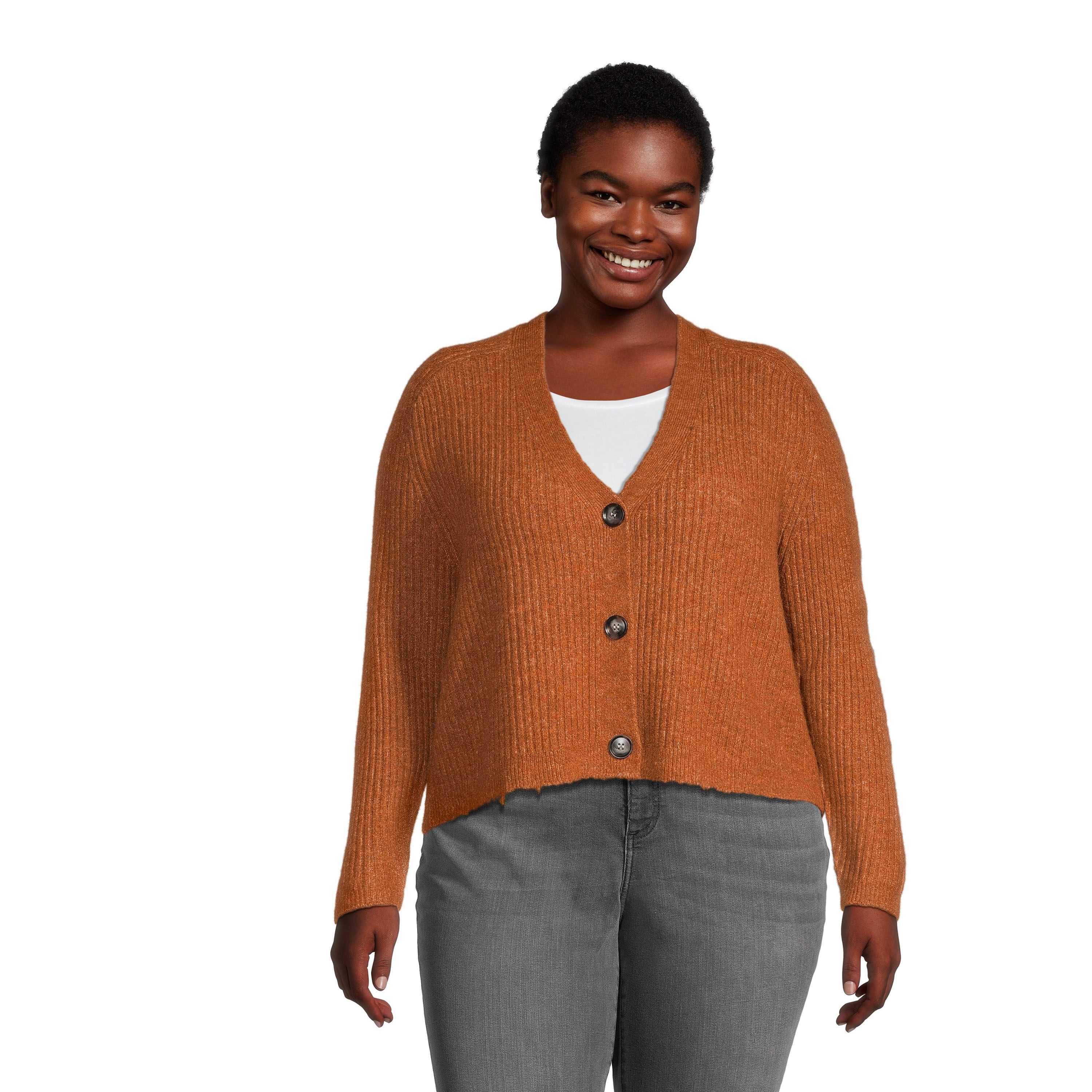 Orange Recycled Yarn Brushed Cardigan World Market