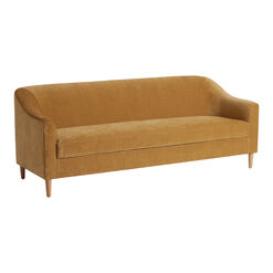 Sacha Golden Yellow Chenille Slope Arm Sofa