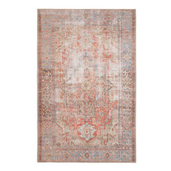 Lauren Terracotta and Blue Distressed Persian Style Area Rug