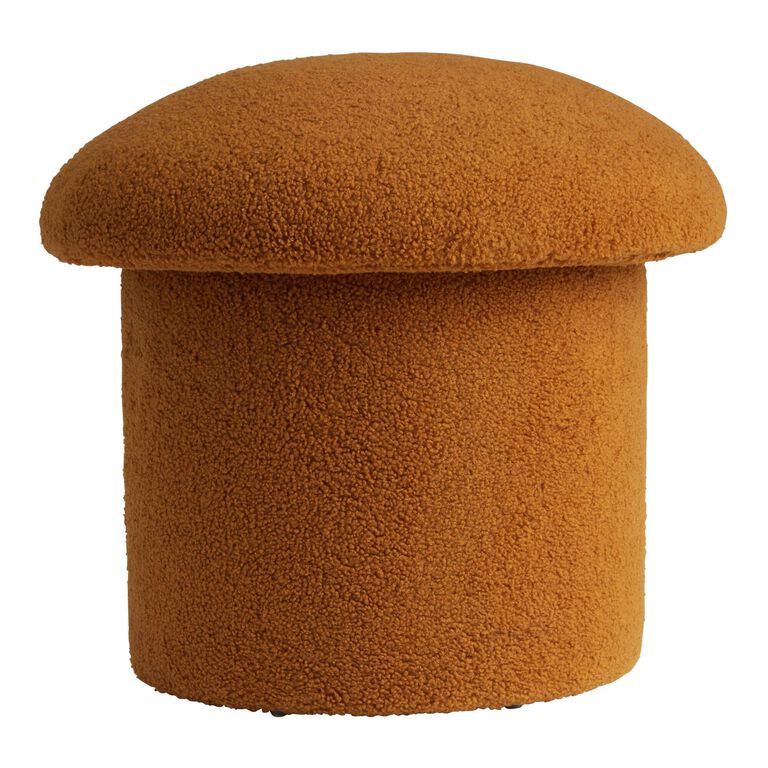 Round Faux Sherpa Mushroom Upholstered Storage Ottoman image number 3