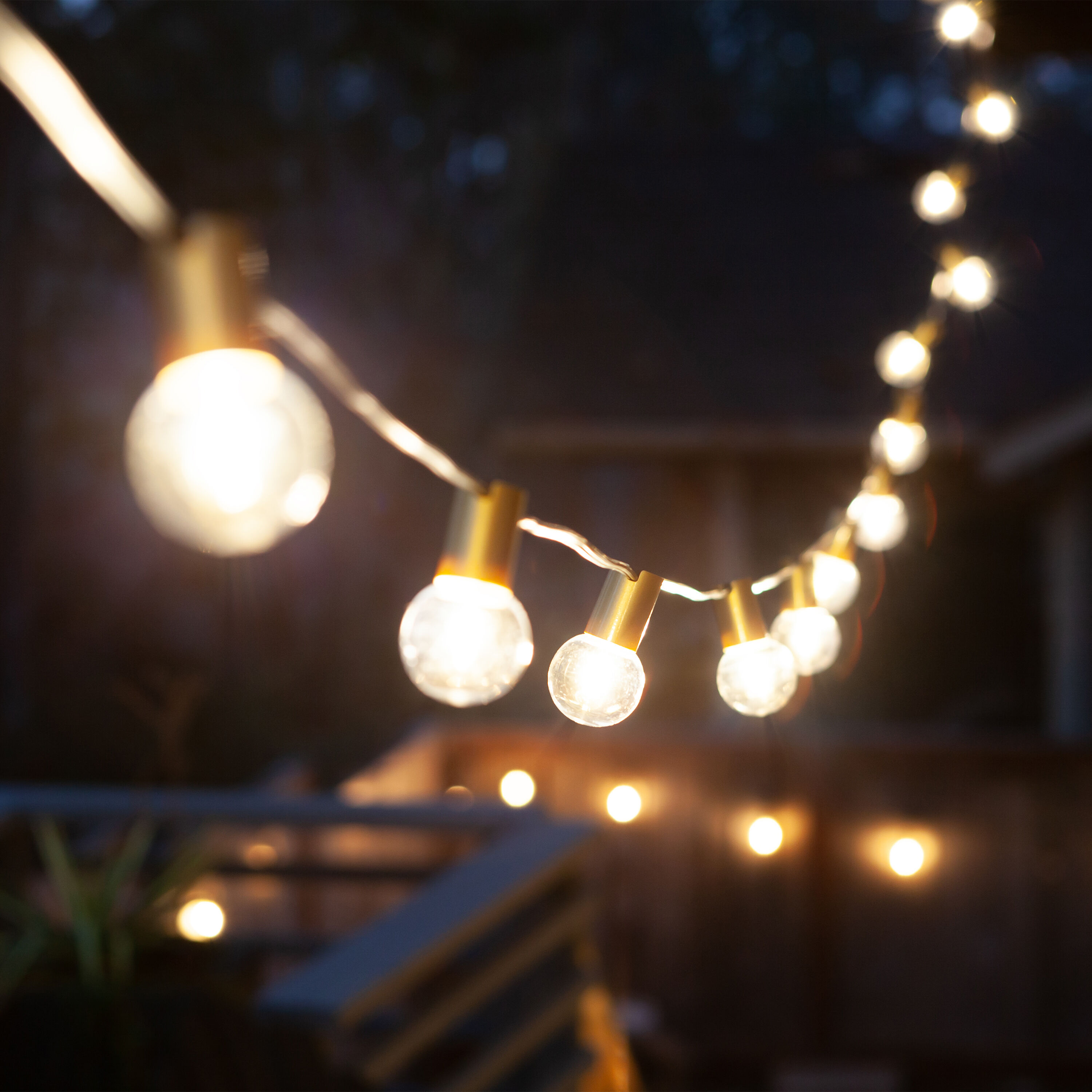 Gold Bistro Indoor Outdoor Patio LED 25 Bulb String Lights by World Market