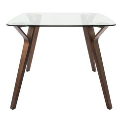 Square Glass And Wood Mid Century Joel Dining Table