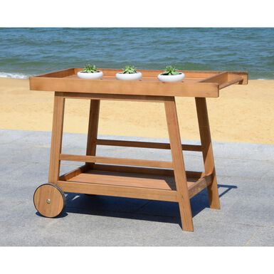 Hume Eucalyptus Wood 2 Tier Outdoor Bar Cart Hume Eucalyptus Wood 2 Tier Outdoor Bar Cart