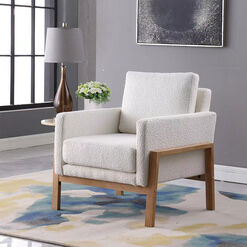 Arthur Cream Boucle Exposed Wood Upholstered Chair