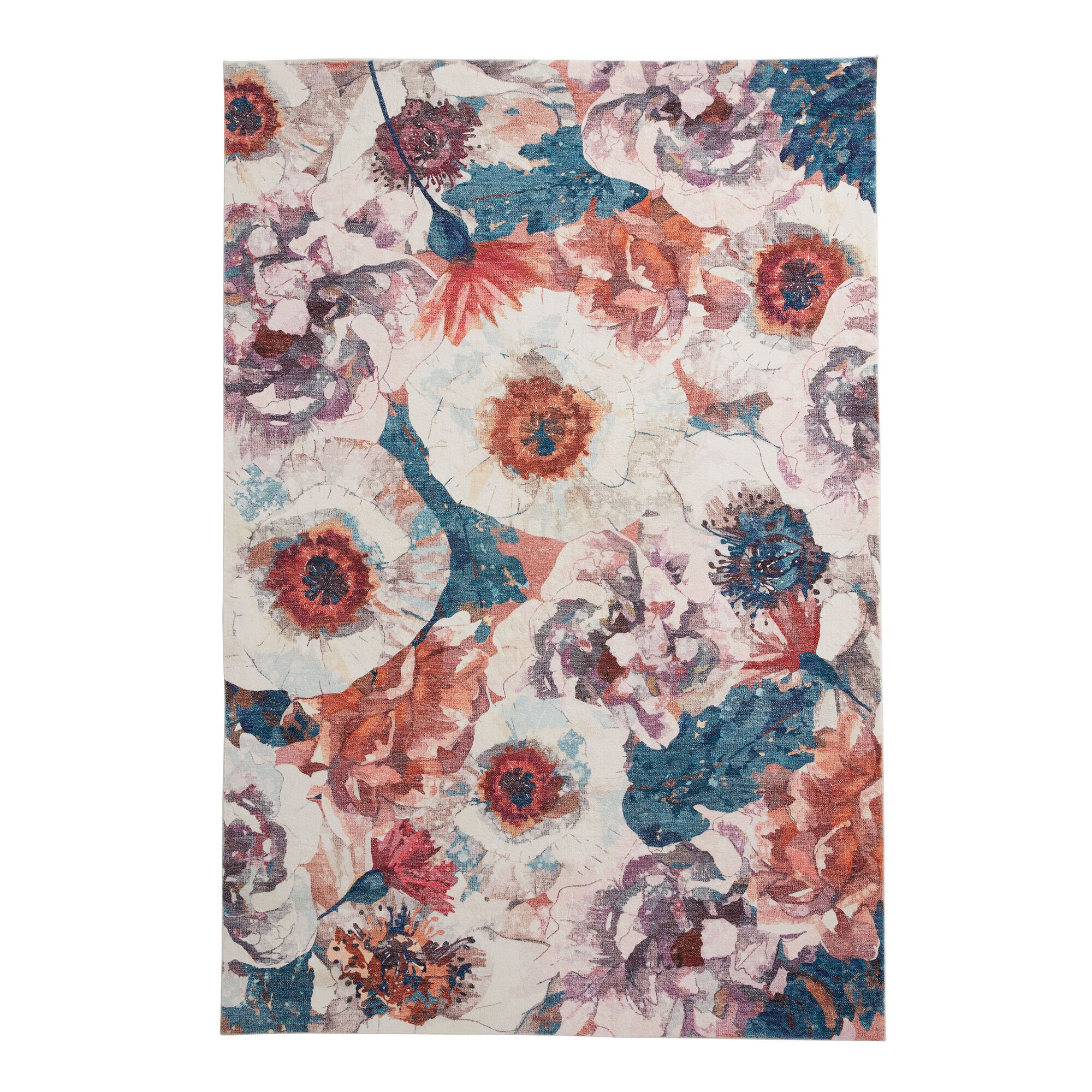 Grace Ivory And Teal Floral Grace Area Rug