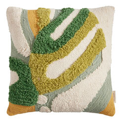 Green Tufted Monstera Leaf Throw Pillow