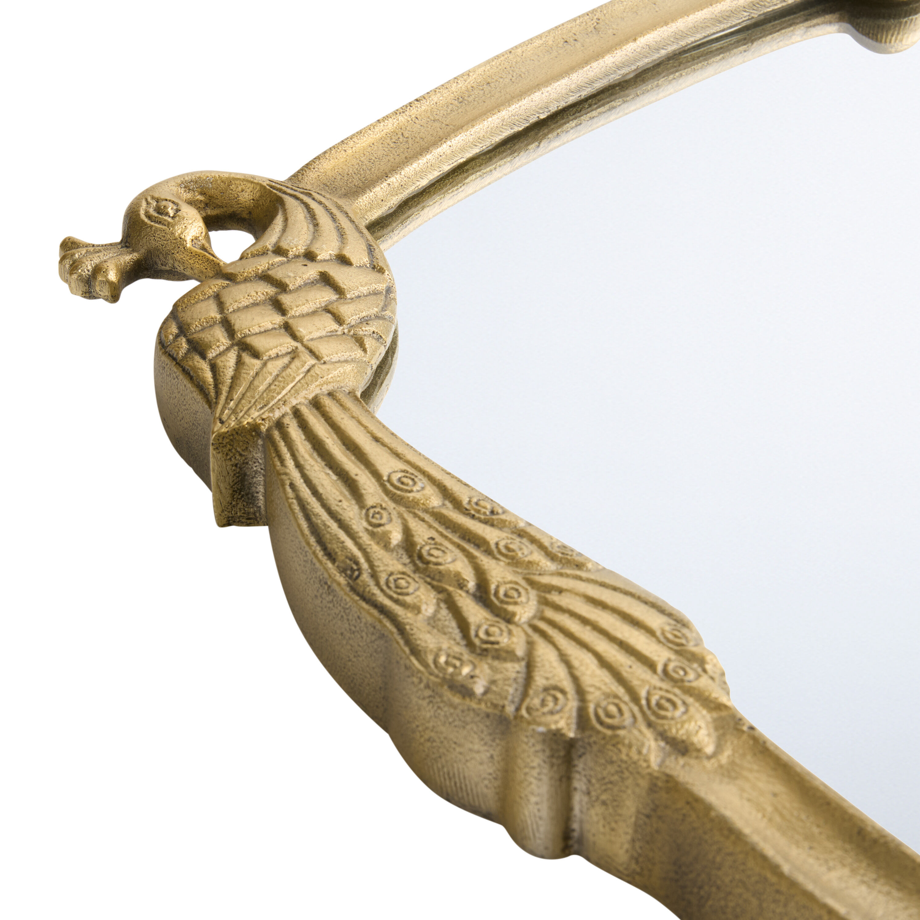 Antique Gold Metal Vintage Peacock Vanity Wall Mirror image number 2