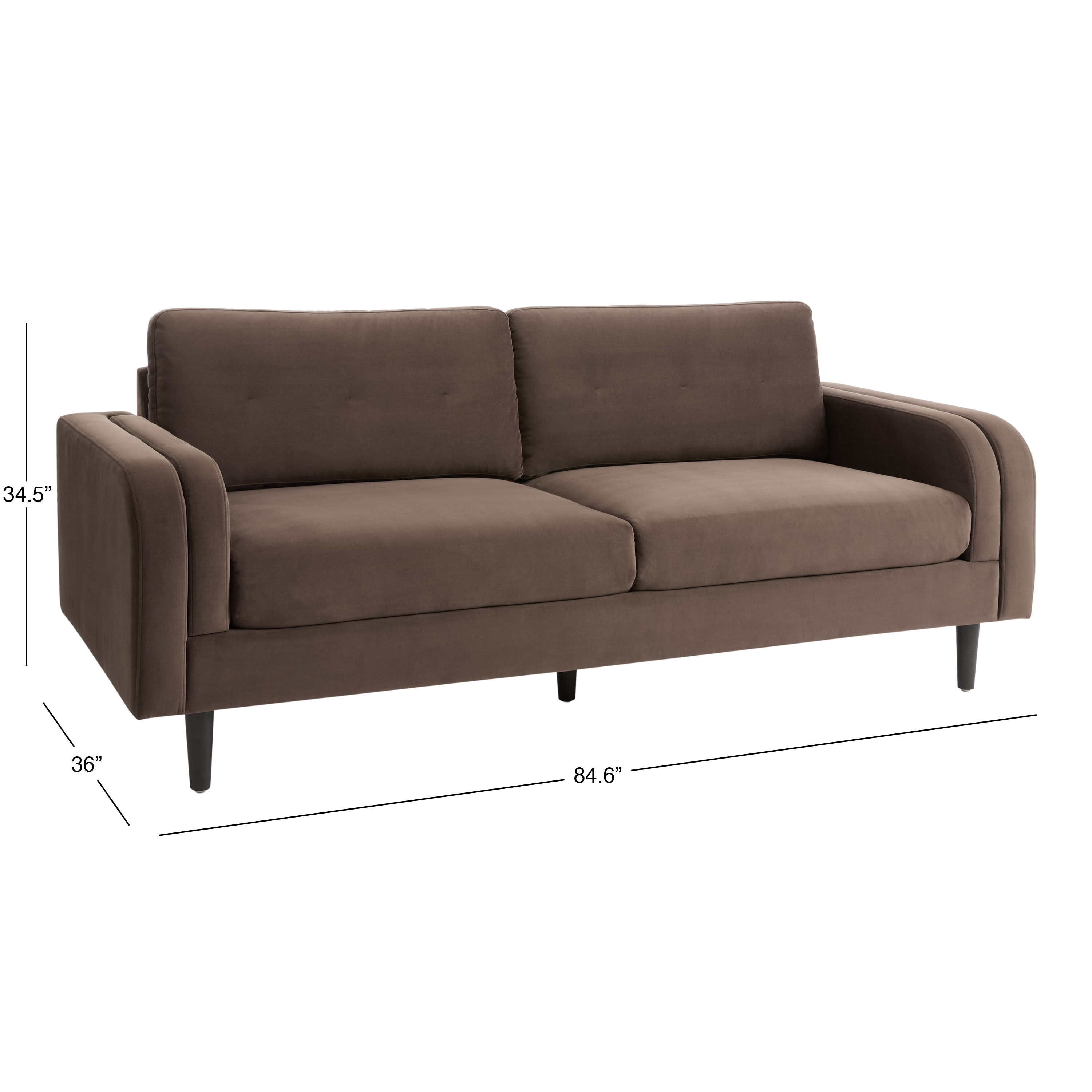 Nicholas Coffee Brown Velvet Mid Century Double Arm Sofa image number 5