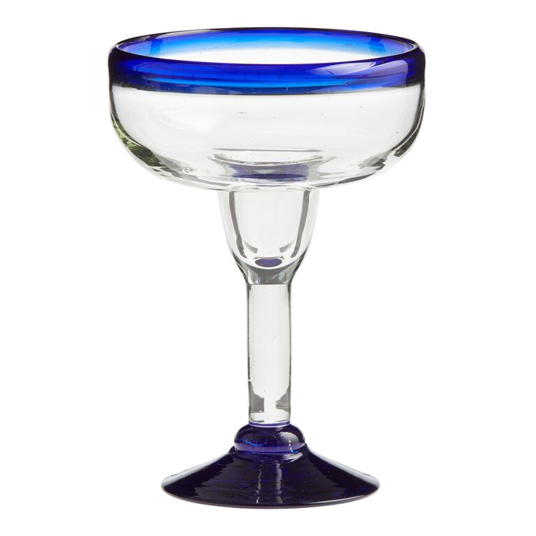 Martini Mixed Drink Glasses Cobalt Blue Swirl and Cobalt Blue Top Mix/Match  Pair