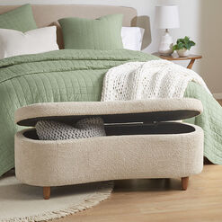Belize Cream Boucle Curved Upholstered Storage Bench
