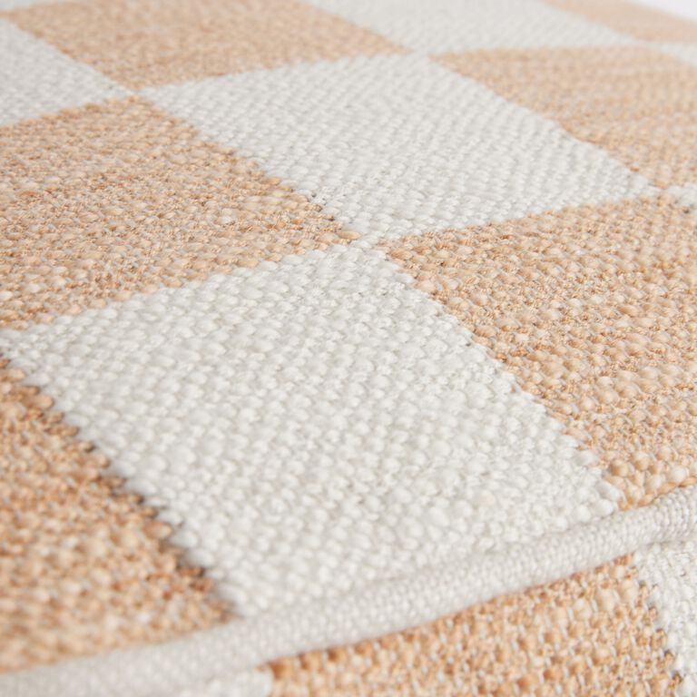 Square Ivory And Rust Checkered Pouf image number 5