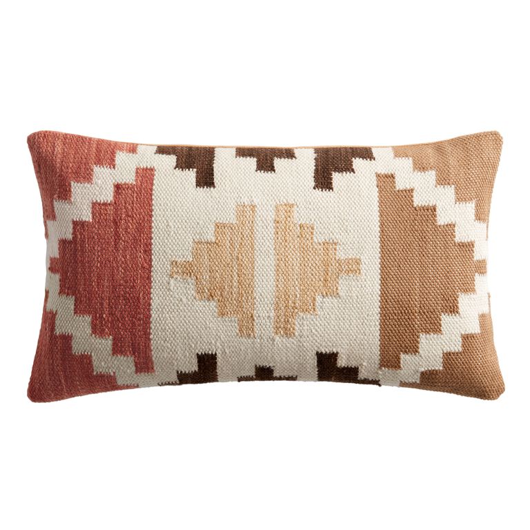 Rust And Ivory Geo Indoor Outdoor Lumbar Pillow - World Market