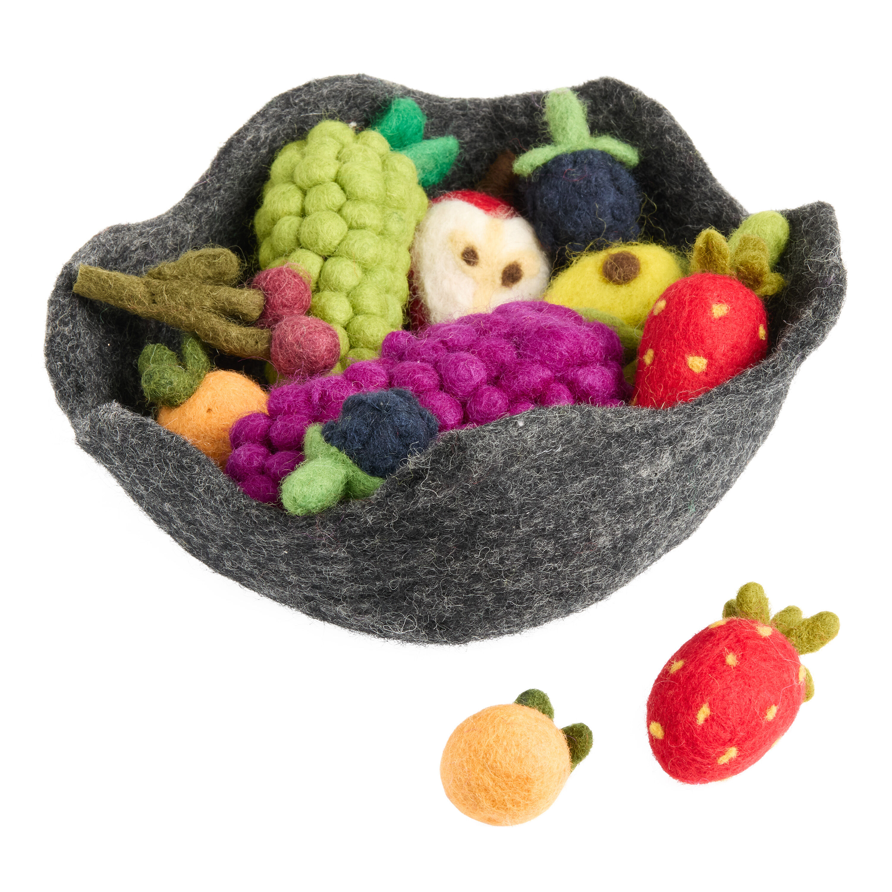 Multicolor Felt Faux Fruit Bowl Decor image number 0