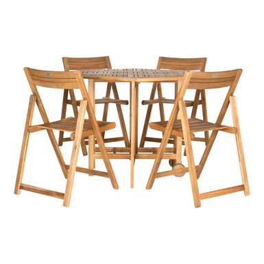 Holcut Natural Hexagon 5 Piece Folding Outdoor Dining Set Holcut Natural Hexagon 5 Piece Folding Outdoor Dining Set