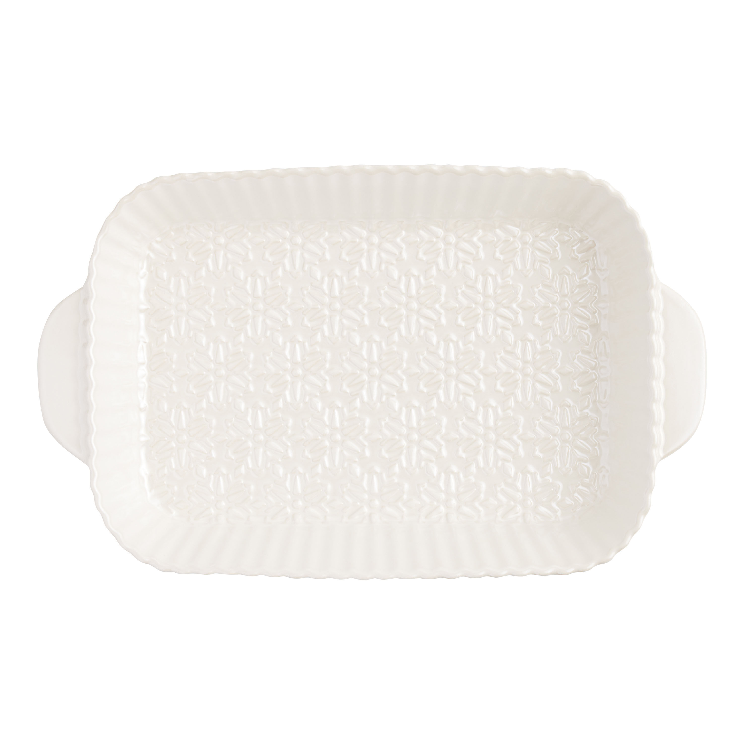 Natural Wonders White Pearl Ceramic Snowflake Baking Dish image number 2