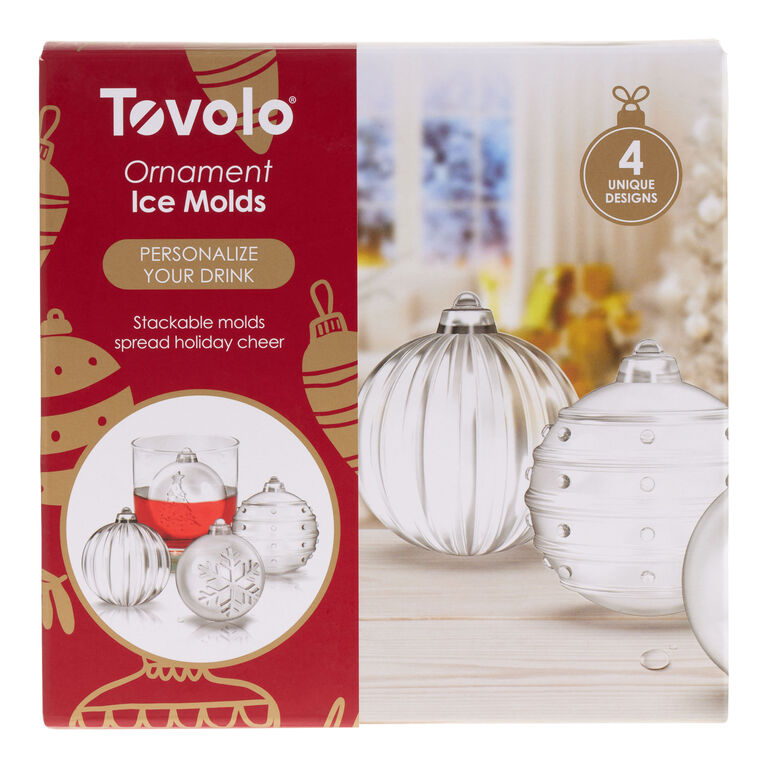  Tovolo Dots & Stripes Ornament Ice Molds, Mixed Set of