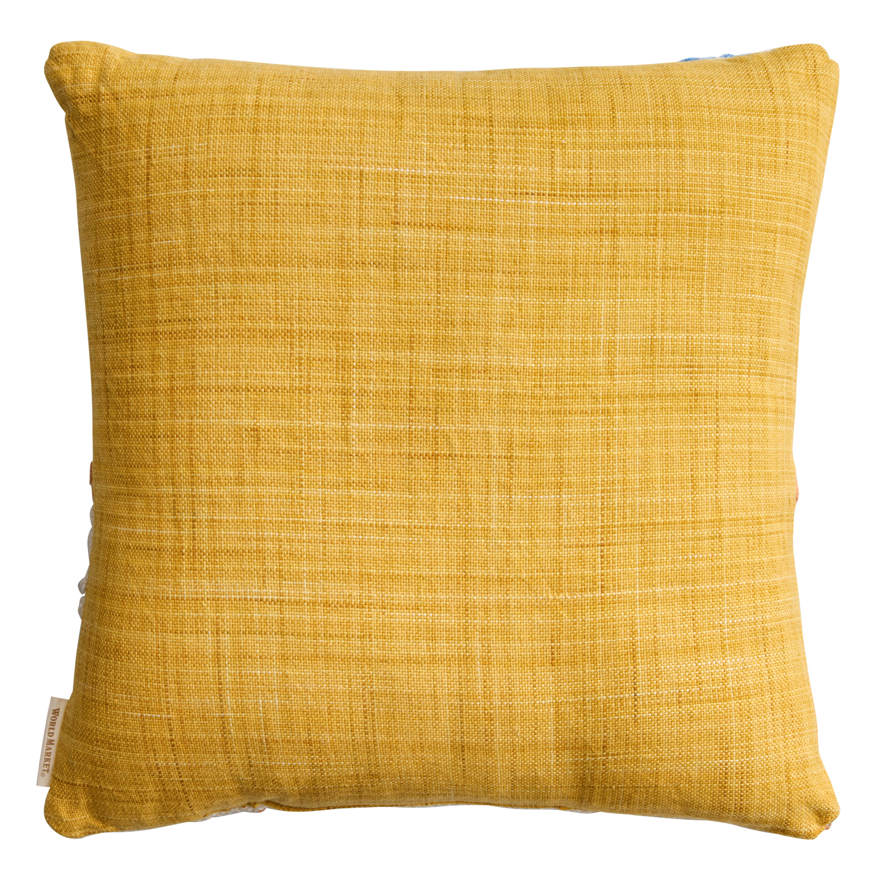 Blue and Brown Abstract Tufted Indoor Outdoor Throw Pillow image number 2