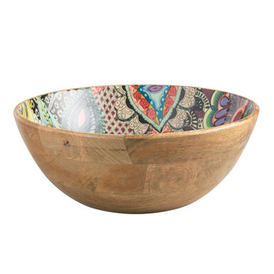Janice Large Multicolor Enamel Wood Serving Bowl Janice Large Multicolor Enamel Wood Serving Bowl