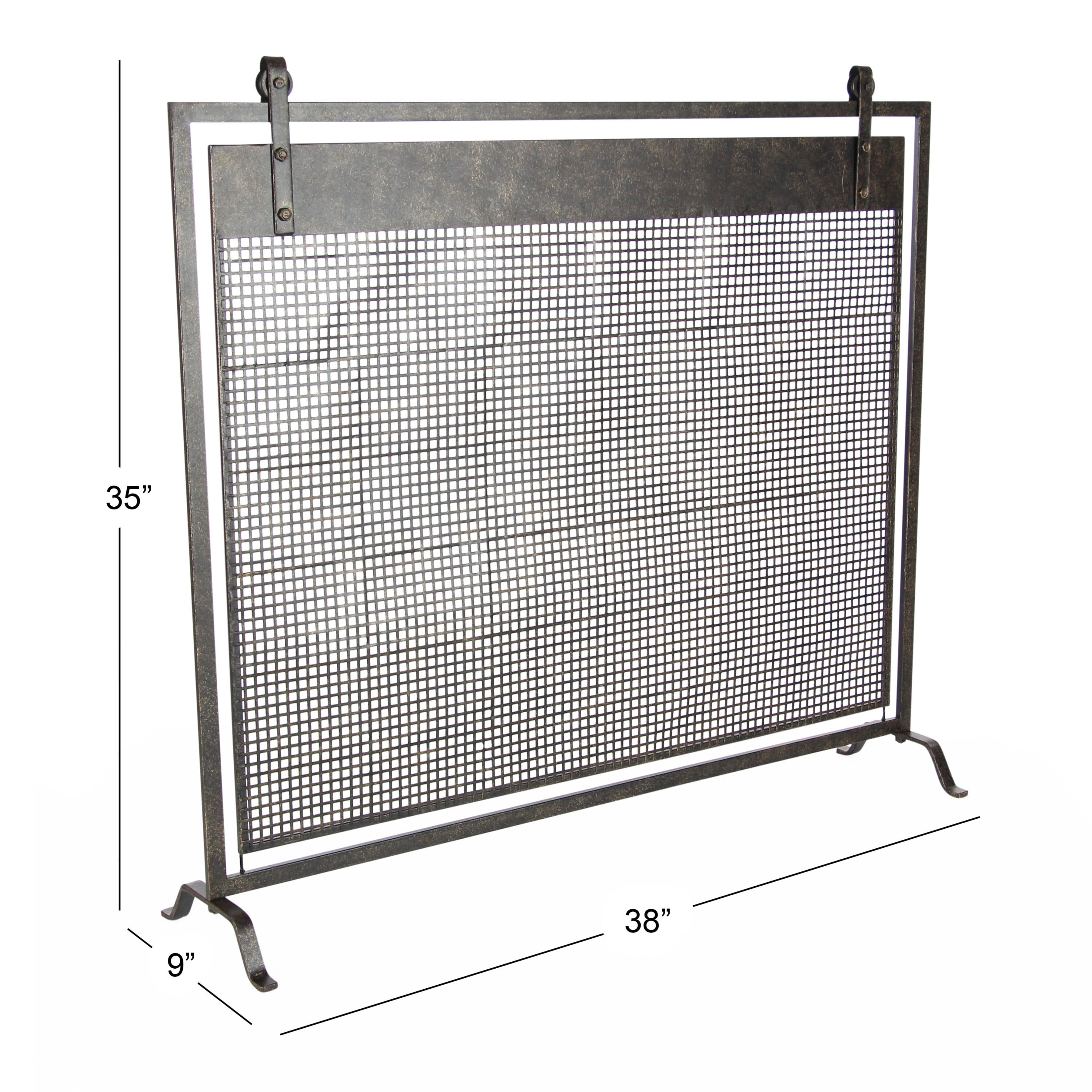 Metal Mesh Grid Single Panel Fireplace Screen image number 6