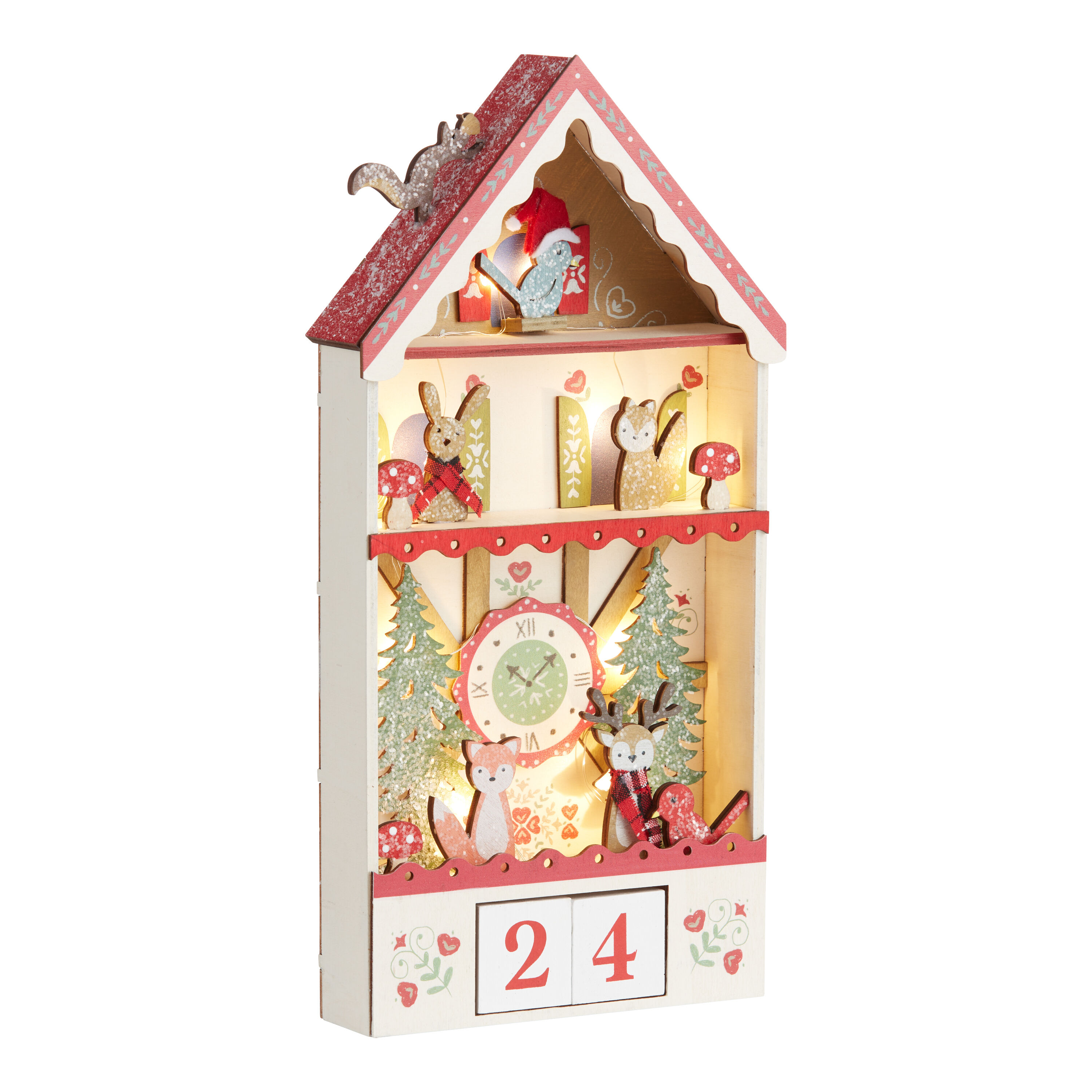 Laser Cut Wood Cuckoo Clock LED Light Up Countdown Calendar image number 1