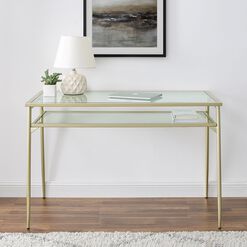 Myrtle Metal and Glass Desk with Shelf