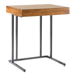 Jordan Pecan Wood and Metal Laptop Table with Drawer