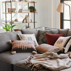 Nova Gray And Rust Kilim Indoor Outdoor Lumbar Pillow