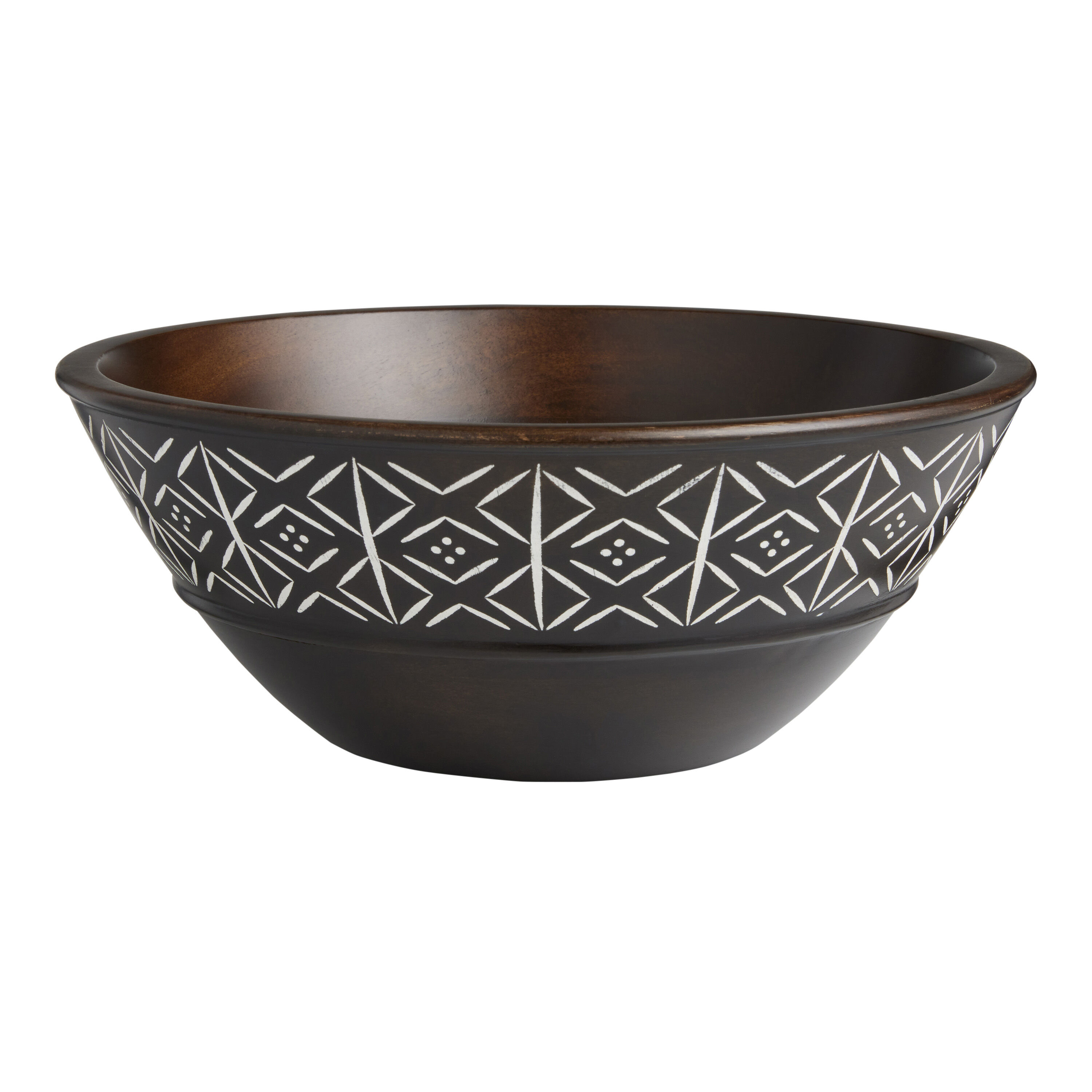 Caravan Espresso And White Mango Wood Geo Salad Bowl World Market