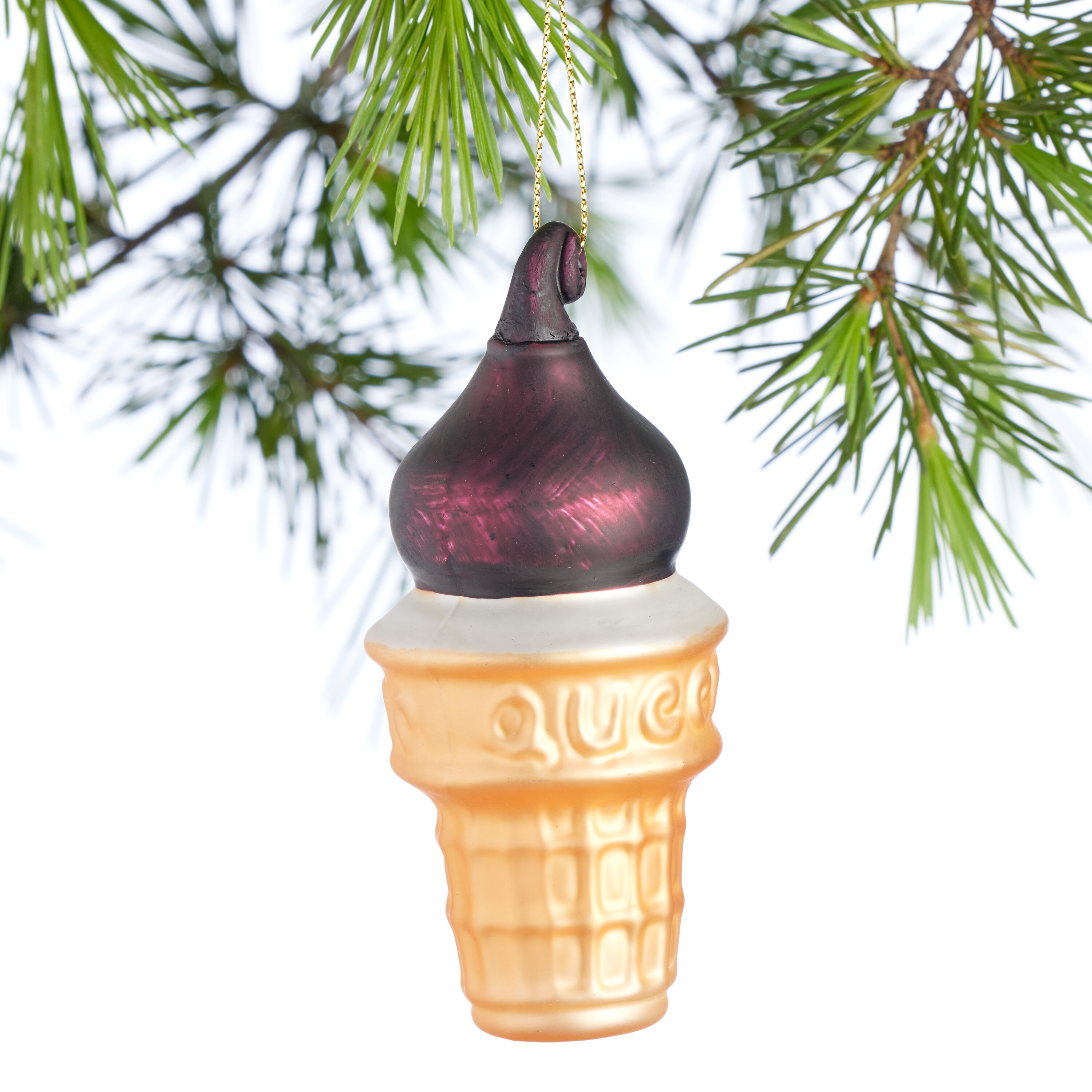 Glass Dipped Ice Cream Cone Ornament image number 0