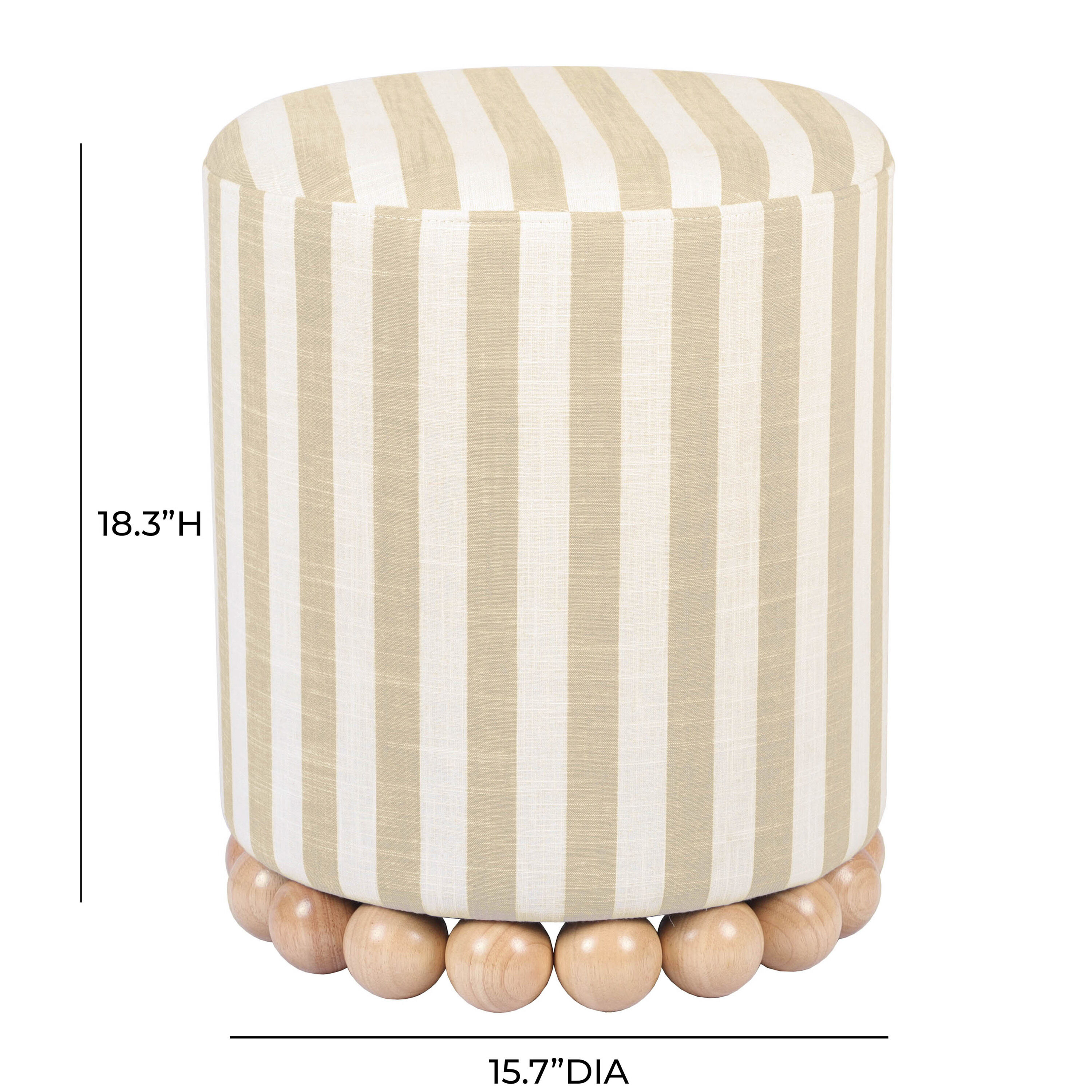 Collins Round Linen Striped Upholstered Stool image number 5