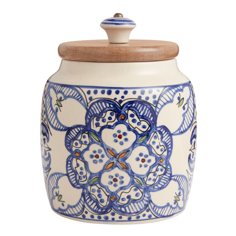 Tunis White and Blue Ceramic Salt and Pepper Shaker Set - World Market