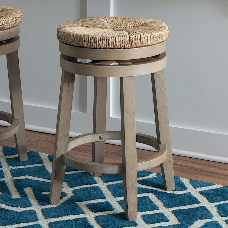 Claudia Natural Seagrass and Wood Swivel Counter Stool World Market