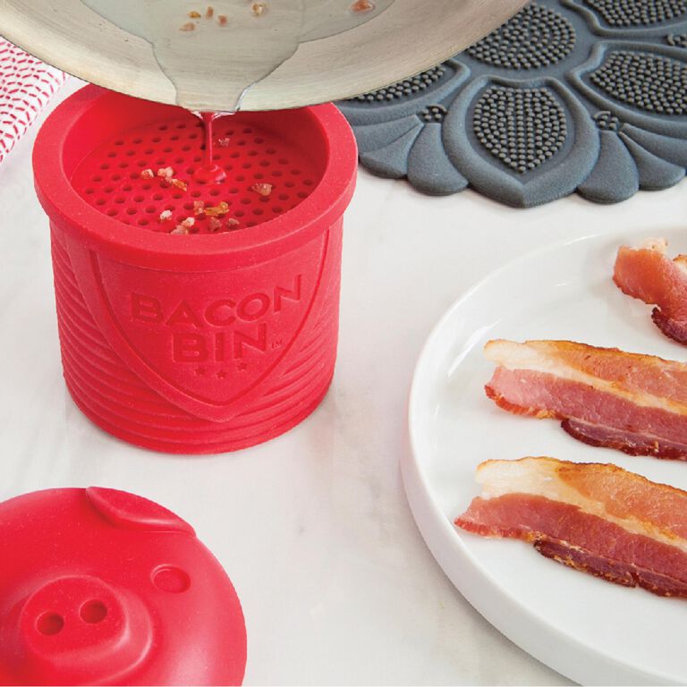 Silicone Pig Bacon Grease Holder Container with Mesh Strainer Dust-Proof  Lid USA