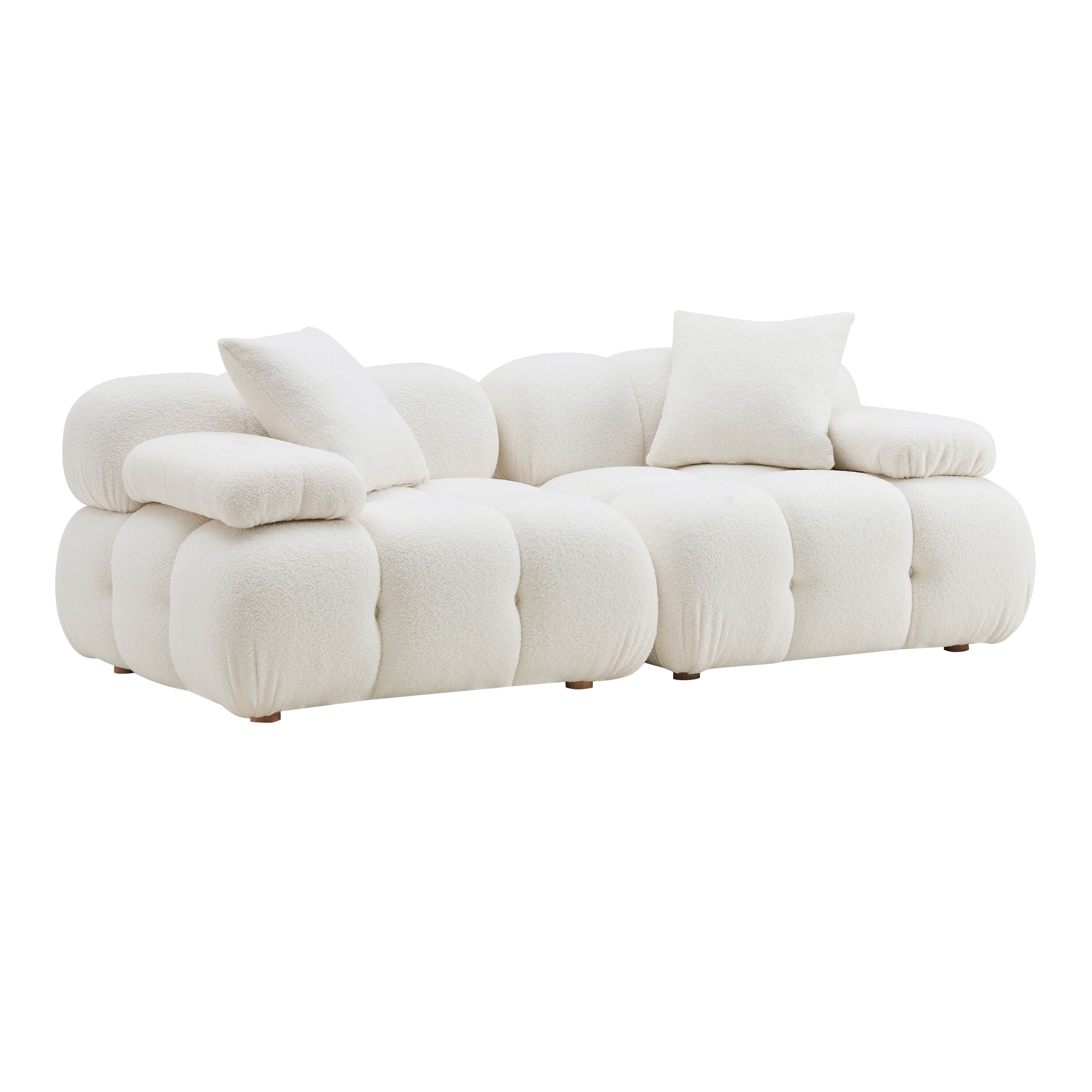 Calidad Cream Faux Shearling 2 Piece Modular Loveseat image number 0
