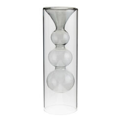 Gray Double Wall Glass Bubble Vase