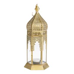 Latika Antique Gold Tabletop Candle Lantern