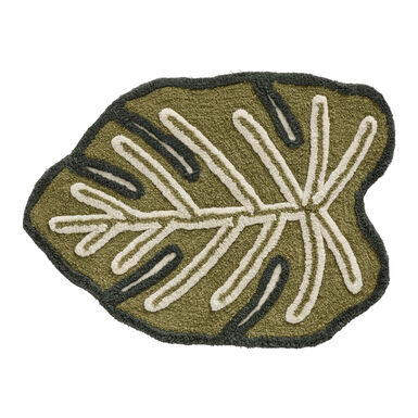 Green Monstera Shaped Tufted Bath Mat Green Monstera Shaped Tufted Bath Mat