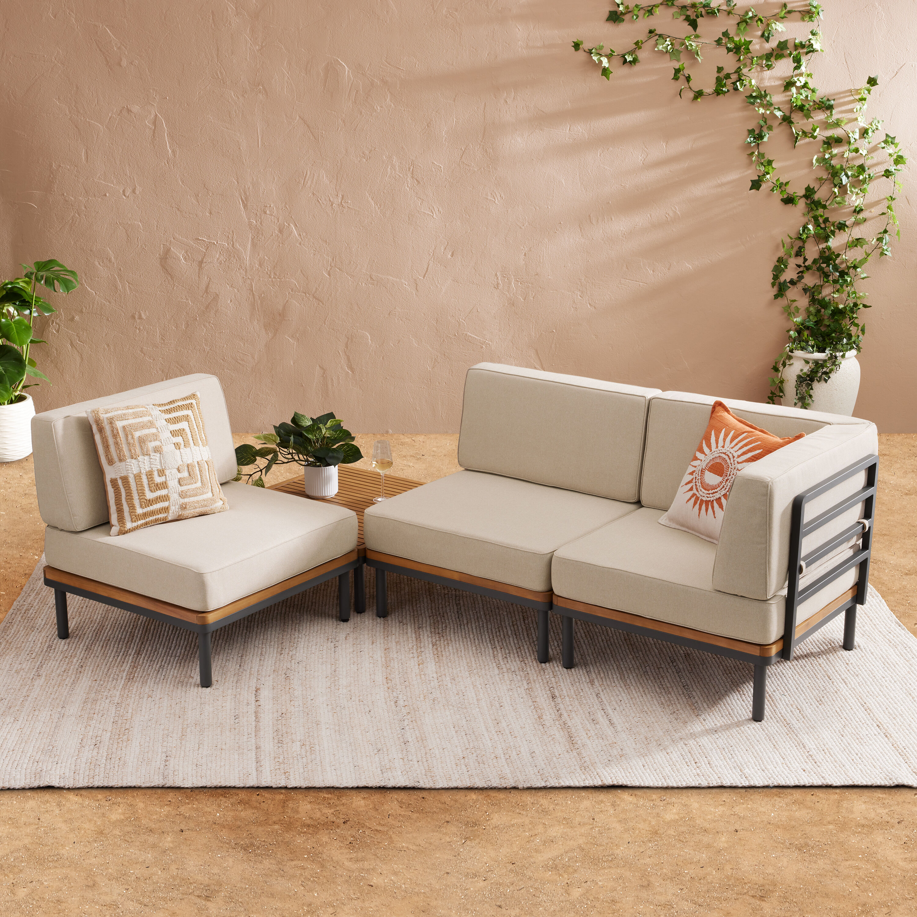 Andorra metal 4 seater garden furniture set best sale