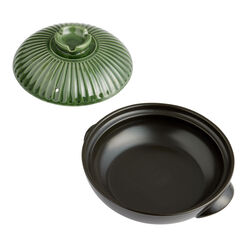 Matte Black and Green Ceramic Korean Style Cooking Pot