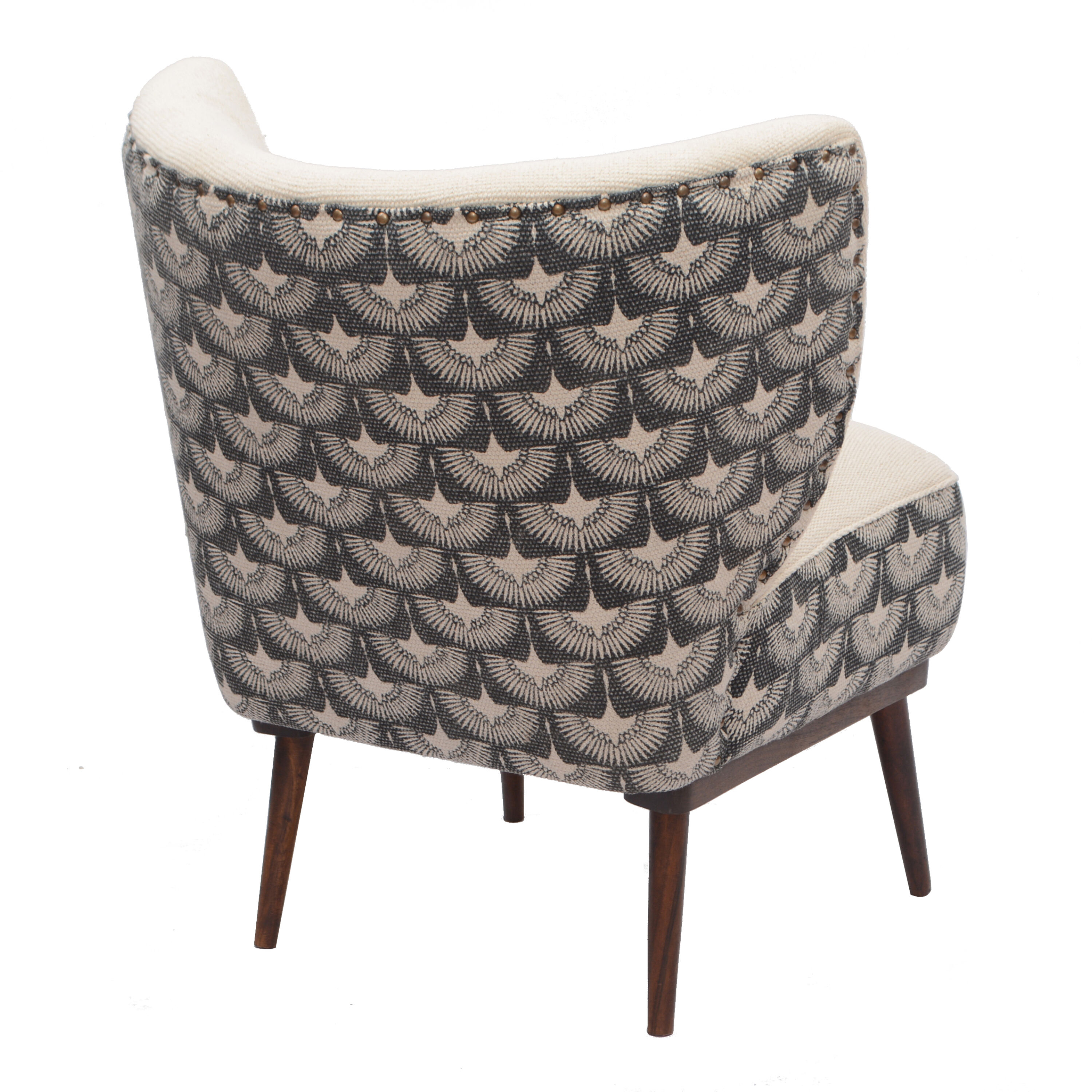 Evins Black And Cream Flying Crane Upholstered Chair